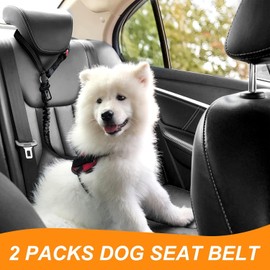 PetsmartTech Double Dog Seat Belt, for Pet Dogs Safety Harness Travel Accessories in UK, Restraint Adjustable with Elastic Bungee Buffer Headrest for Vehicle