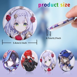 TaiCy 21 pcs Mixed Badges, Genshin Impact Game Pins Badges, 44mm Yuanshen Game Badges, Colourful Waterproof Badges, for clothing,Backpack, Birthday Party Favors, Collection Gift for Anime Lovers