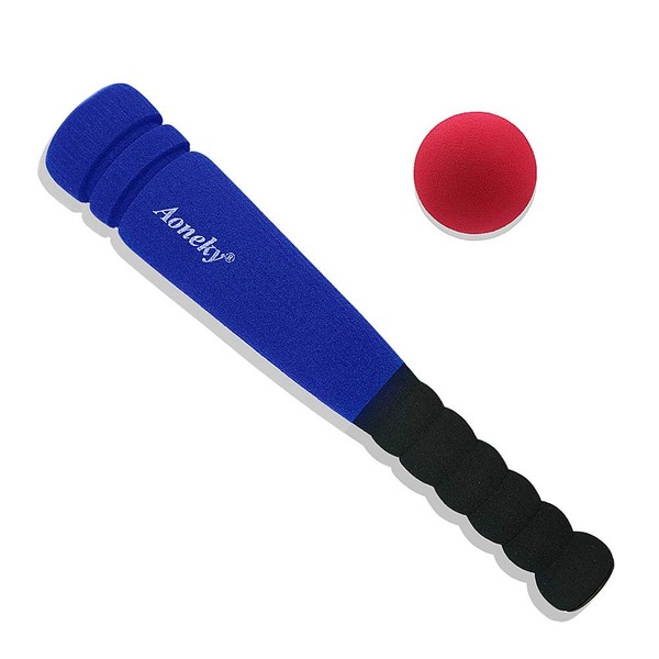 Aoneky ミニフォーム野球バットとボール 幼児用 – 屋内ソフトスーパーセーフTボールバットおもちゃセット 1歳のお子様へのギフトに最適 11.8インチ (ブルー)