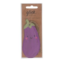 Glick Pack of 4 Aubergine Gift Tags to Accessorise Your Gifts Beautifully, Gift Tags Purple 16 x 6 cms
