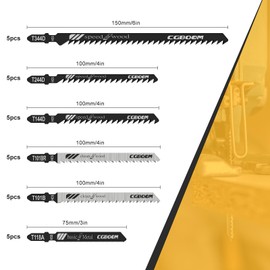 CGBOOM Jigsaw Blade Set, 30-Piece Jigsaw Accessories, T-Shank Jigsaw Blade with Plastic Box for Wood and Metal