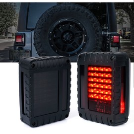 Xprite LED Tail Lights with Rear Brake Turn Signal & Reverse Lighting Function, Smoked Lens Rear Lights Compatible with 2007-2018 Jeep Wrangler JK JKU