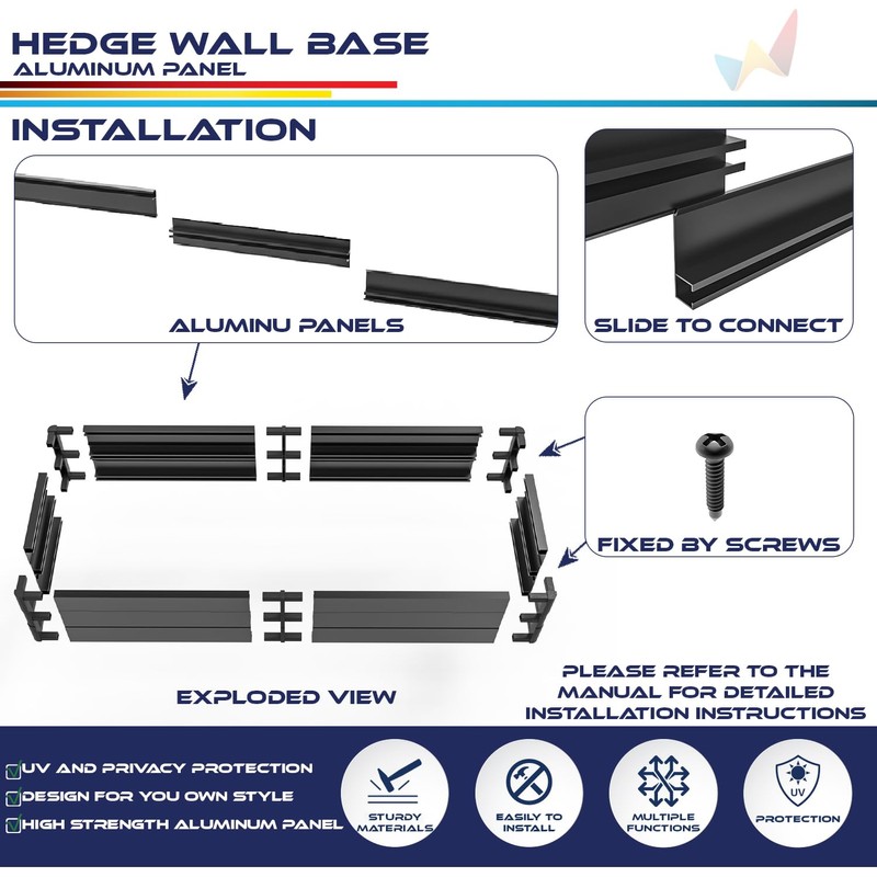 Windscreen4less 72Wx9Hx6D inches Accessory for Artificial Boxwood Hedge Walls