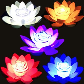 SUQ Lotus Lamp for Outdoor, Waterproof LED Garden Light, Artificial Lotus Floating Light, Decoration Lighting for Party, Ponds, Pools, Aquariums, Landscaping, Yard, Fountain, Pack of 5