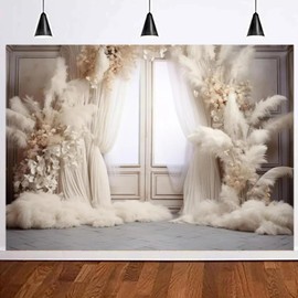 Bohemian Pampas Grass Art Photography Backdrops Arch Window Adult Children Birthday Wedding Maternity Decorative Backdrops Photo Shoots 7x5 Feet