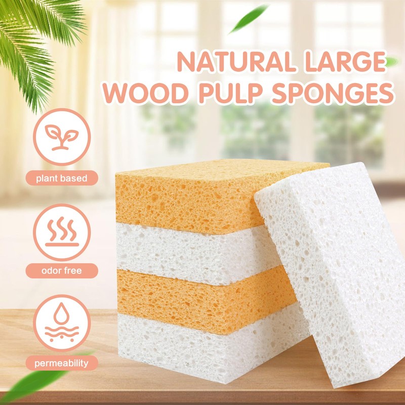 Extra Large Dish Sponges Kitchen for Cleaning, Natural Cellulose Sponges