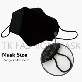 [3 Pack] Black Disposable KF94 Face Masks, Individual Pack, made in Korea, Disposable Face Mask, Nose Mouth Covering Dust Face Mask, Adjustable Strap, Unisex Adult, 3D Ergonomic Design.