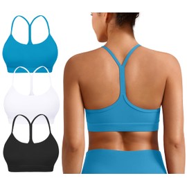 MIRITY 3 Pack Women's Padded Y-Back Sports Bra - Low-Impact Spaghetti Strap for Yoga Workout Top