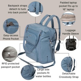 Nolita Convertible Backpack - 11x14” Travel Backpack Shoulder Tote Crossbody Bag w/RFID Tech, Luggage Sleeve & Laptop Pocket
