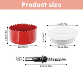 Pack of 8 Cable Grommet Desk, Cable Pass with Hole Saw 60 mm White Cable Grommet Table Round Cable Outlet Box for Desks, Office, Worktops