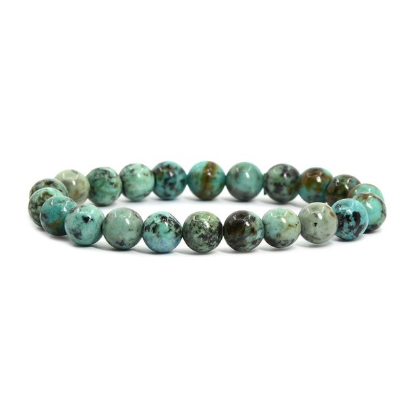 Justinstones Natural African Turquoise Gemstone 8mm Round Beads Stretch Bracelet