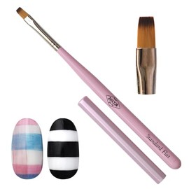 zecca Nail Studio Brush Gel Nail Tool Gel Brush with Cap Single Item Gel Brush Self Nail Gel Brush Nylon Nail Brush (zecca Brush StandardFlat)