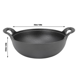 TOPINCN Cast Iron Wok Pan, 14.2in Large Stir Fry Pan, Flat Bottom Wok with Wooden Lid and Handle, Uncoated Cooking Wok, for All Cooktops (25cm)