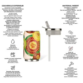 LES ARTISTES Paris A-4351 Thermos Insulated Flask, 280 ml, BPA-Free, Reusable Insulated Flask, Foldable Spout with Straw, Stainless Steel Design, Chupa Fruit