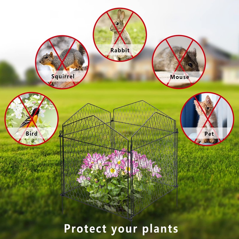 DECOHS 4 Packs Chicken Wire Cloche Plant Protectors from Animals