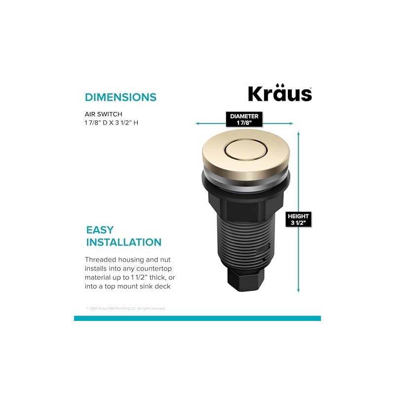 KRAUS Flat-Top Garbage Disposal Air Switch Button in Spot-Free Antique