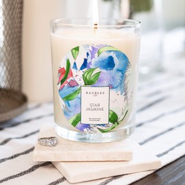 Kate Bissett Baubles Star Jasmine Scented Premium Candle and Jewelry with Surprise Ring Inside | 18 oz Large Candle | Made in USA | Parrafin Free | Size 05
