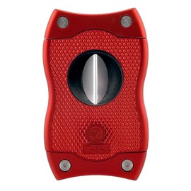 Colibri Premium SV-Cut 2 in 1 Cigar Cutter - Ergonomic Stainless Steel V-Cut and Straight Cut Style Spring-Loaded Blade, Ideal for up to 60+ Ring Gauge - Gift for Cigar Enthusiasts (Red)