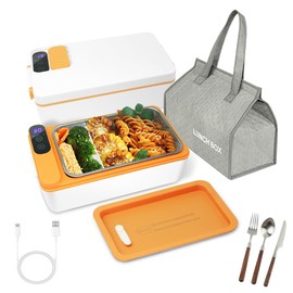 Cordless Electric lunch box, Battery Powered Heated Lunch Box，Food Heate 1L Adjustable heating time Comes with tableware and insulated bag Used for trucks, camping, offices