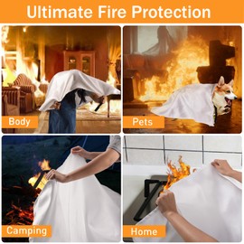 Mondoshop Fire Blanket Emergency for Home and Kitchen - 2 Pack 72"x72" Fire Blankets Fire Resistant Blanket for Camping, Grill, Car, Office, Warehouse, School, Picnic, Garages, Workshops
