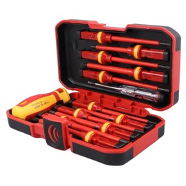 Magnetic Screwdriver Set, 13pcs 1000V Changeable Insulated Screwdrivers Set with Magnetic Slotted Phillips Pozidriv Torx Bits Electrician Repair Tools Kit