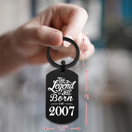 Yobent Happy 18th Birthday Gifts for Boys Girls Him Her, 18 Years Old Bday Keychain, 18th Birthday Decorations for Men Women, Born In 2007 Bday Present, 18 Decor