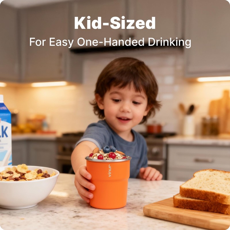 VINUR Kids Stainless Steel Cups-8 oz Stackable Metal Drinking Tumbler