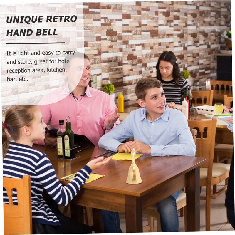 Operitacx Manual Restaurant Bell Ergonomic Metal Hand Bell with Sound