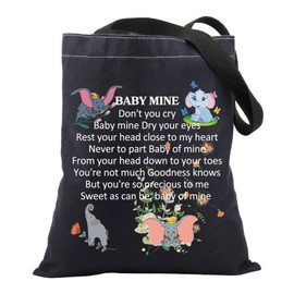 BNQL Dumbos Elephant Gifts Tote Bag Baby Mine Dumbos Gifts Inspired Flying Elephant Gifts for Elephant Lover Canvas Tote Bag (Dumbos Elephant tote bag)