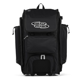 Boombah Rolling Catcher's Superpack Baseball/Softball Gear Bag - 23-1/2" x 13-1/2" x 9-1/2" - Black - Telescopic Handle - Holds 4 Bats - Wheeled Version