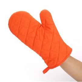 Beacone Cotton Oven Mitt Cotton Kitchen Cooking Heat Resistant Baking Barbeque Gloves with Hanging Loop (Gray)