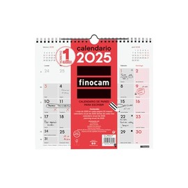 Finocam - Neutral Wall Calendar to Write 2025 Month View January 2025 - December 2025 (12 months) Spanish