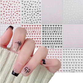 Bows Nail Art Stickers Bows Nail Decals 3D Bow Tie Nail Design Stickers for Nail Art Accessories Supplies Valentine's Day Nail Stickers for Women