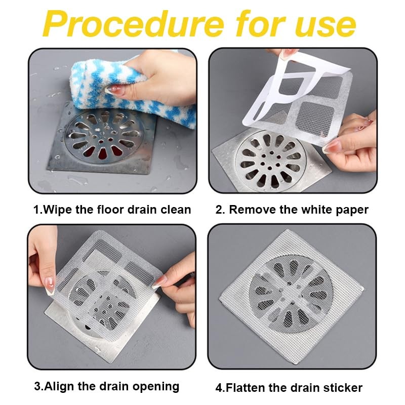 24pcs Disposable Shower Drain Cover 4"x4" Mesh Stickers, Anti-Clog Filter,