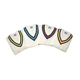 Gunn & Moore GM | Cricket Sweater Jumper Pullover | Classic Heavy Cable Knit | Long Sleeve | Cream with Maroon & Amber Trimmed Collar | Medium Junior to fit chest 26-28"