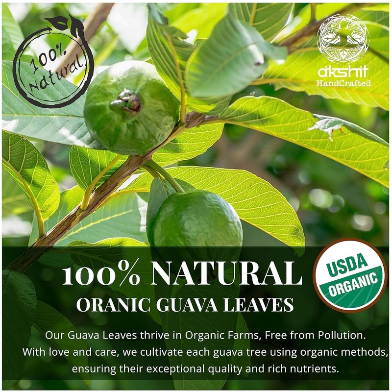 Akshit Organic Guava Leaves, Dried From Fresh Guava Leaves, Caffeine