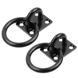 Semetall M8 Ceiling-Wall Mount Hook & Pad Eye Plate - 2Pack Stainless Steel Black Deck Hardware with Screws, Heavy Duty Anchor Rings for Boat Rigging, Yoga Swings, Hammocks & Marine Suspension