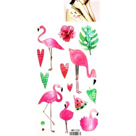 Pink Flamingo Tattoo Fake Waterproof Temporary Tattoos For Men Women Decorations Body Neck Chest Shoulder Legs Arm Back Patterned Flamingo Bird Cartoon 3D Tattoo