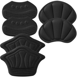 Back of Heel Cushion Pads, Adhesive Heel Grips Inserts for Loose Shoes, Prevent Heel Slip and Blister Shoe Guards, 2PCS-Black+2PCS-Black+2PCS-Black