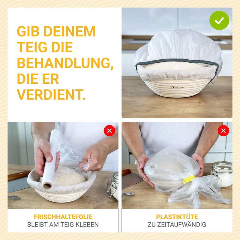 BREADLYST - Pack of 2 premium covers for proofing basket,