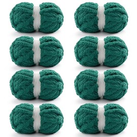 8 Pack Chunky Yarn for Crocheting, Blanket Thick Chenille Yarn for Hand Knitting, Soft Yarn Chunky Yarn for Crochet 28 Yds 7.7 Oz Each Skein (Dark Green)