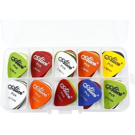 Guitar Picks - 20Pcs Acoustic Electric Guitar Picks 0.58/0.71/0.81/0.96/1.20/1.50 mm With Pick Case Storage Box