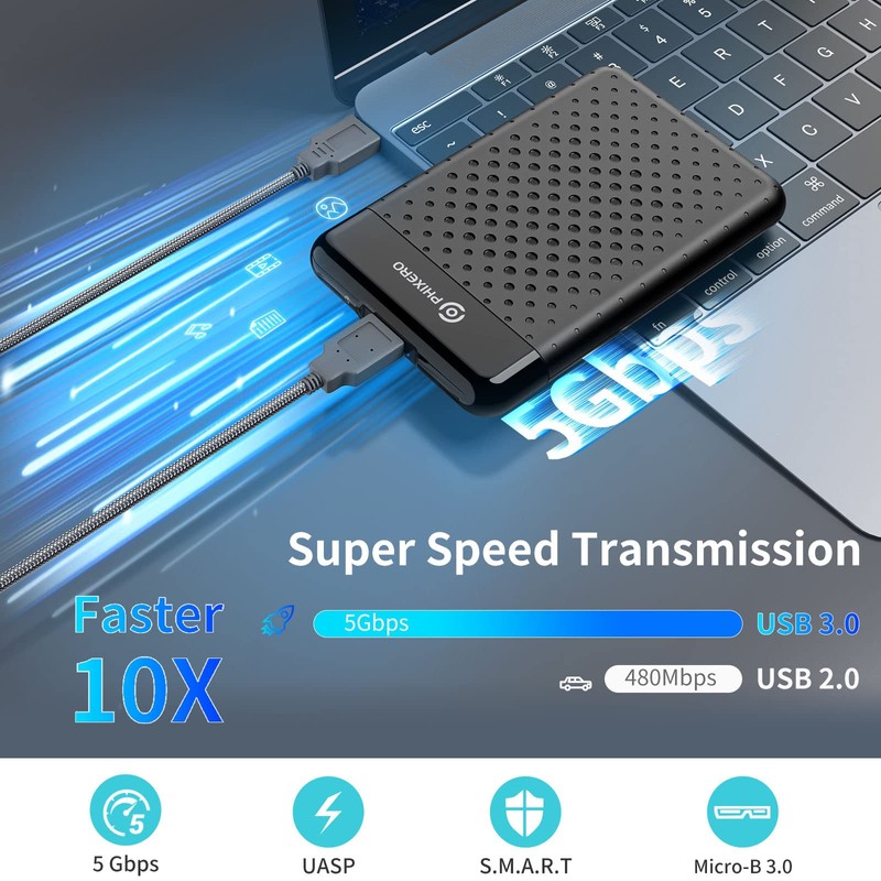 PHIXERO 2.5 Inch Tool-Free External Hard Drive Enclosure, Sata III