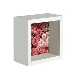 Nicola Spring Box Photo Frame - 4 x 4 Square Acrylic Frame - White