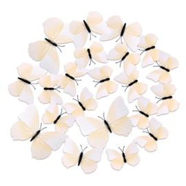 24pcs Butterfly Wall Decor, Magnet Monarch Butterfly Artificial 3D Fridge Butterfly Wall Stickers Art for Refrigerator Locker Wall Home Party Decorations (White)