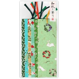 Yuzen Washi Japanese Traditional Colored Paper Bookmark 6 Pieces (Green Color)