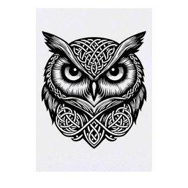 Azeeda 'Keltische Eule' Temporäres Tattoo - Hautfreundlicher & Ungiftiger Abziehbild · Wasserfest (TO00085175)