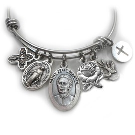 St. Zelie Martin Bangle Bracelet, Patron Saint Confirmation Gift, St. Louis Martin