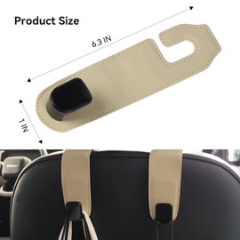 Gluebar 2 Pack Headrest Hooks for Purses and Bags, Car Back Seat Headrest Hanger Vehicle Leather Storage Hook(Beige)