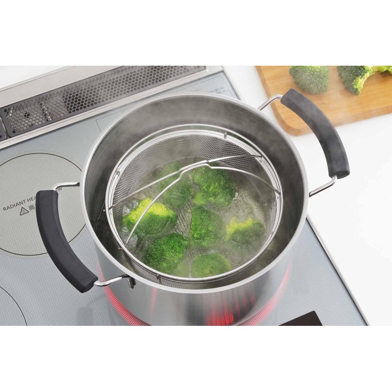 Yoshikawa 1686191 Stainless Steel Boiled Colander, 7.5 inches (19 cm)
